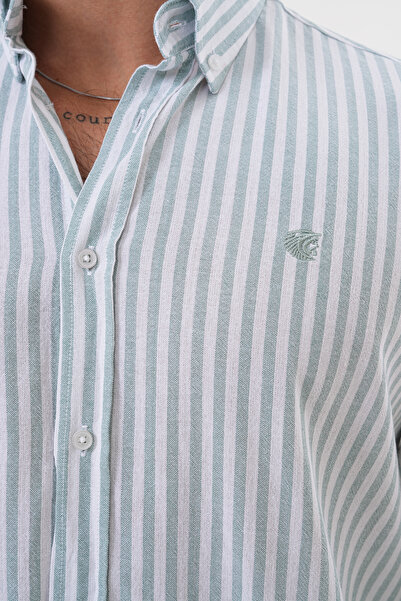 Catto Peak Ανδρικό ριγέ πλυμένο 100% βαμβακερό κανονικό ανδρικό πουκάμισο