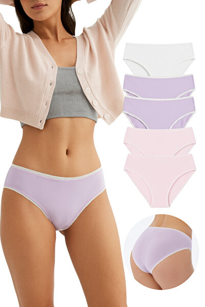 PAMORA Set de 5 chiloți bikini pentru femei - 95% bumbac 5% elastan |   Lenje...