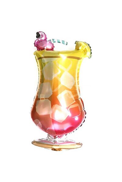 partidolu Hawaian Temalı Kokteyl Bardağı Şeklinde Flamingolu Folyo Balon 90 x...