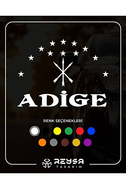 Reysa Tasarım Adige Çerkez Bayrağı Sticker 25x15 Cm Beyaz