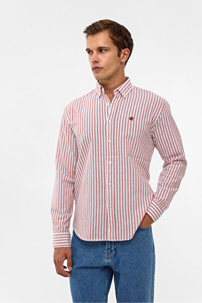Catto Peak Men's Striped Washed 100% Cotton Regular Men's Shirt