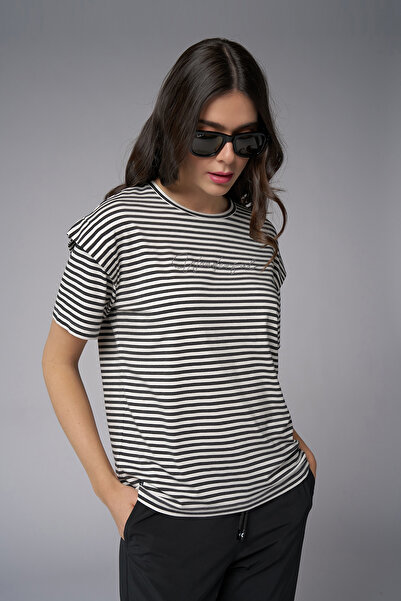 bilcee Γυναικείο μαύρο μπλουζάκι Ringelli Modal 4053