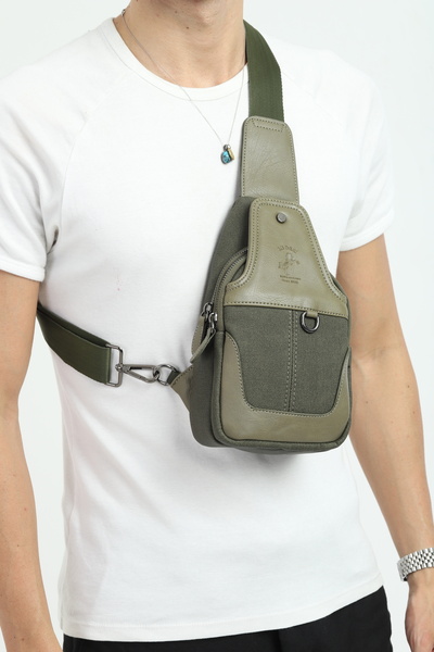 en deri Canvas Multi-Compartment Casual Crossbody Shoulder Bag