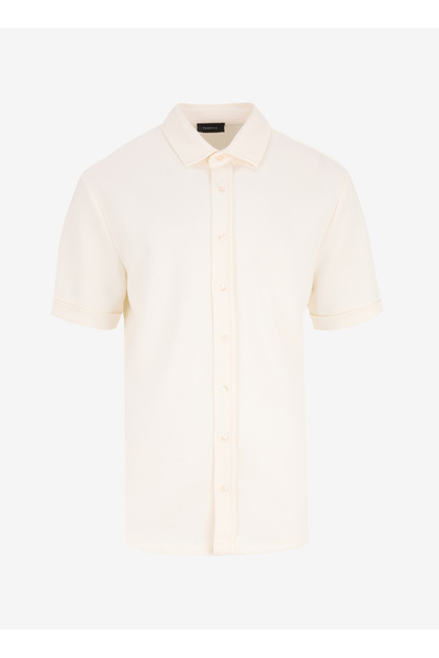 Fabrika Ekru Erkek Gömlek Basic Düz Gömlek F4SM-GML 0703
