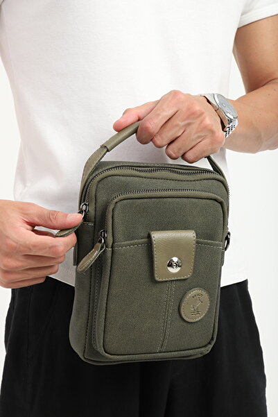 en deri Хакі Канвас Регульована Сумка через Плече з Поперечними Ременями Сумка через Плече