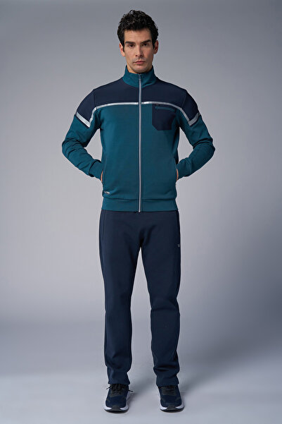 bilcee Ανδρικό σετ αθλητικής φόρμας από βαμβακερό λύκρα με ψηλό γιακά 3973