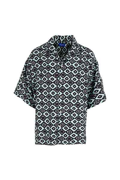 Jack & Jones Rahat Siyah Erkek Gömlek JORMARSHALL CASA AOP SHIRT SS