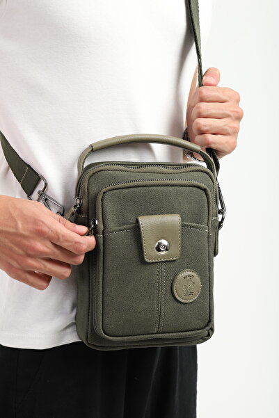 en deri Хакі Канвас Регульована Сумка через Плече з Поперечними Ременями Сумка через Плече