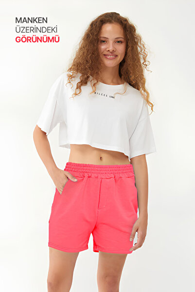 bilcee Quicktime Women's Orange High Waist Cotton Pocketed Elastic Waistband Sports Shorts 7006