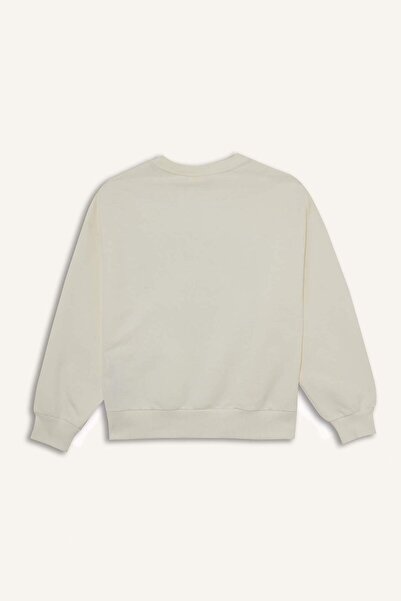 DeFacto Kız Çocuk Relax Fit Bisiklet Yaka Baskılı Sweatshirt E8773A825AU