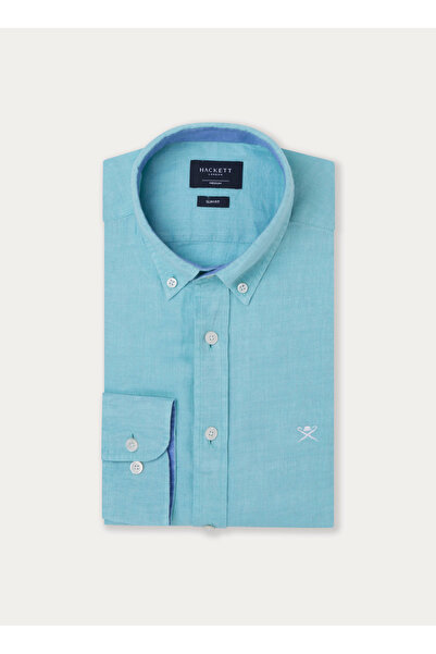 Hackett Slim Fit Gömlek Yaka Turkuaz Erkek Gömlek HM309839