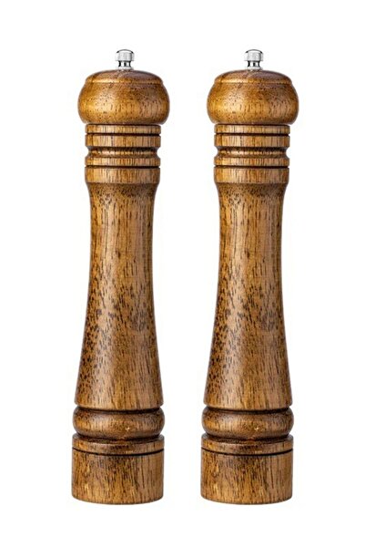 Kitchen Design Lab Bambu Gövdeli Komple Ahşap Tuz Karabiber Değirmeni Baharat Öğütücüsü Büyük Boy 27 Cm 2 Adet