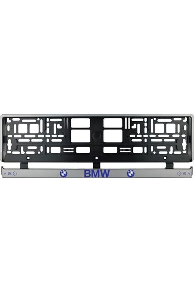 OEM Set of 2 pieces, silver license plate holder BMW II