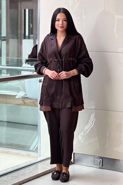 Ghisa Camouflage Patterned Drawstring Chest Pants Set