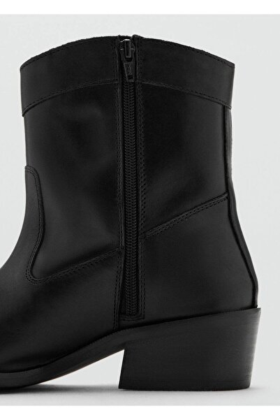 Mango Teen Topuklu deri yarım bot