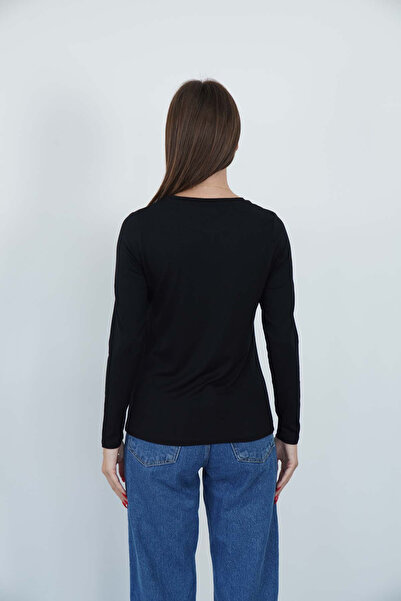 penyebizden Women's Crew Neck Viscose Lycra Long Sleeve T-Shirt-black