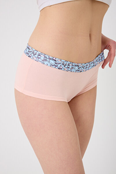 Saint Sail Pamuklu Likralı Esnek Kumaşlı Baskılı Couple Boyshort 3'lü Set Kadın Külot