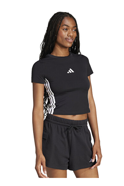 adidas JC8325 W 3S SJ BABY T Siyah Yuvarlak Yaka Slim Fit Kadın T-Shirt