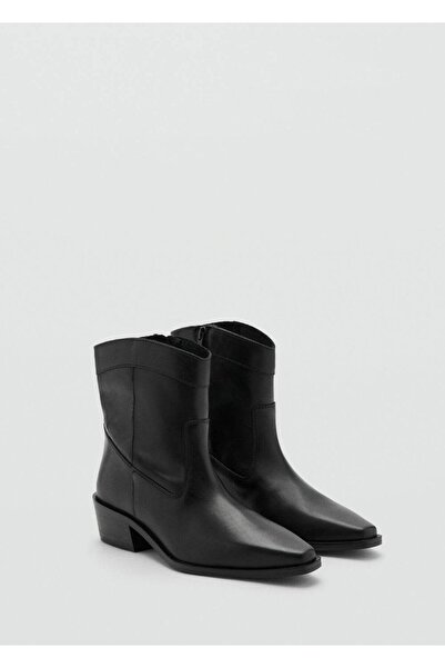 Mango Teen Topuklu deri yarım bot