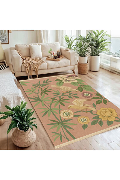 Markaev Kuş ve Yaprak Baskılı Dokuma Taban Halı 142 YNG