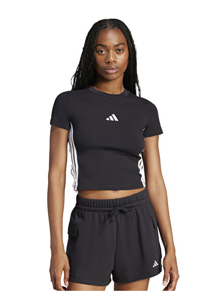 adidas JC8325 W 3S SJ BABY T Черна дамска тениска с кръгло деколте, слим крой