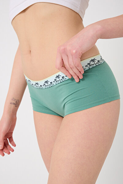 Saint Sail Βαμβακερό Lycra Εύκαμπτο Ύφασμα εμπριμέ Ζευγάρι Boyshort Γυναικείο Σλιπ