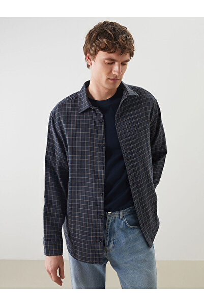 LC Waikiki Nevavm Comfortable Fit Long Sleeve Plaid Men's Shirt with Difference