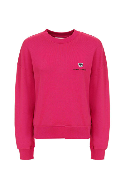 CHIARA FERRAGNI Yuvarlak Yaka Baskılı Fuşya Kadın Sweatshırt 77CBIT01