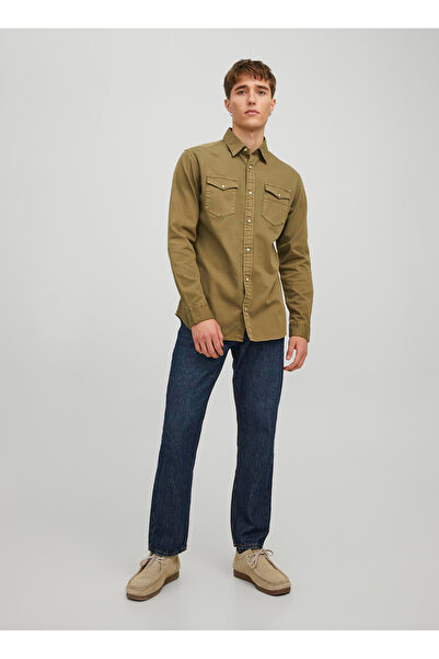Jack & Jones Rahat Yeşil Erkek Denim Gömlek 12138115_JJESHERIDAN SHIRT L/S NOOS