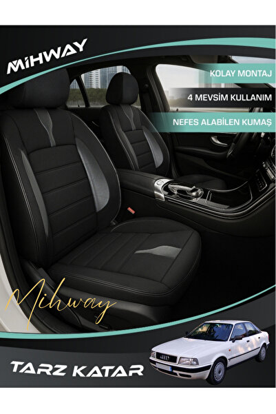 Mihway غطاء مقعد سيارة أودي 80 من سلسلة BETELGEUSE باللون الأسود، طقم كامل