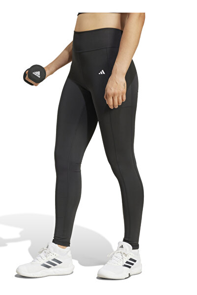 adidas IQ2688 OPT ST HR 1/1 L Siyah Kadın Lastikli Bel Normal Kalıp Tayt