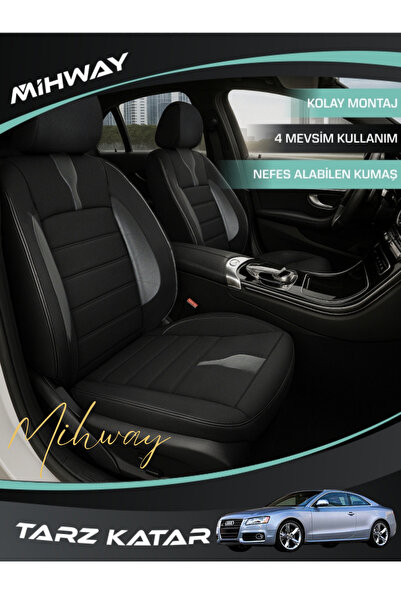 Mihway غطاء مقعد سيارة أودي A5 من سلسلة BETELGEUSE باللون الأسود، مجموعة كاملة