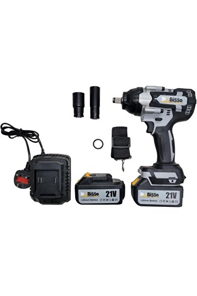 BISSO Car Tire Screwdriver Set with Bag 600Nm RPM Torque Include 2 Sockets Size 17/19mm, 19/22mm 21V