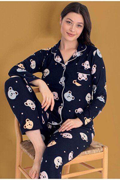 Mutlu City Women's Soft Fabric Buttoned Shirt Collar High Quality Pajama Set 3026