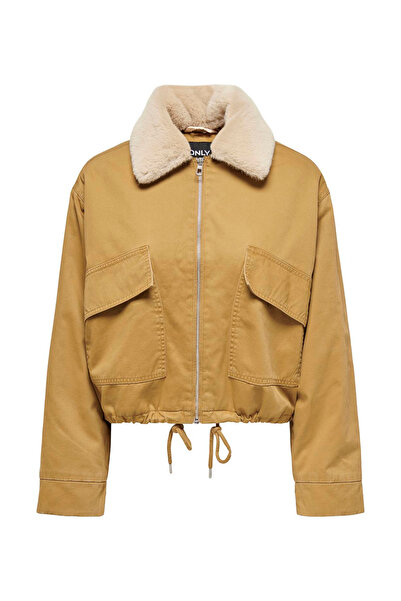 ONLY Light Brown Women's Coat Onlvics Canvas Parka Jacket Otw