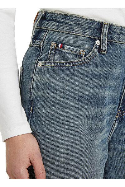 Tommy Hilfiger Magas derekú, egyenes szárú, standard kék női farmernadrág CLASSIC STRAIGHT HW A PAT