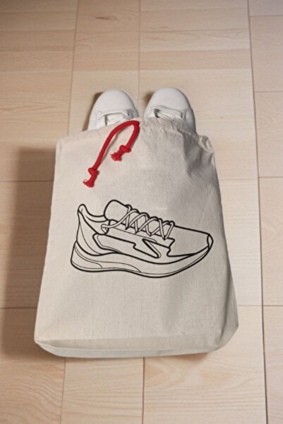 MoyBag Spor Ayakkabı Baskılı Ham Bez Kese Çanta Bavul Düzenleyici Organizer Seyahat Kesesi