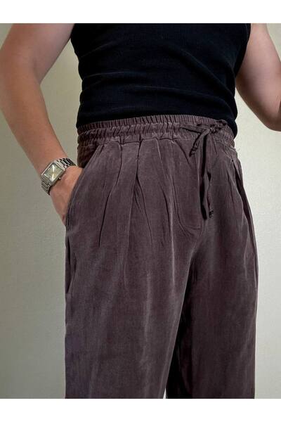 Arvens Ares Men's Dark Plum Linen Fabric Trousers Summer Casual Fit Lightweight Comfortable Fabric