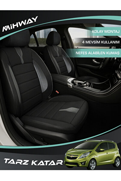 Mihway غطاء مقعد سيارة شيفروليه سبارك من سلسلة BETELGEUSE باللون الأسود، مجمو...