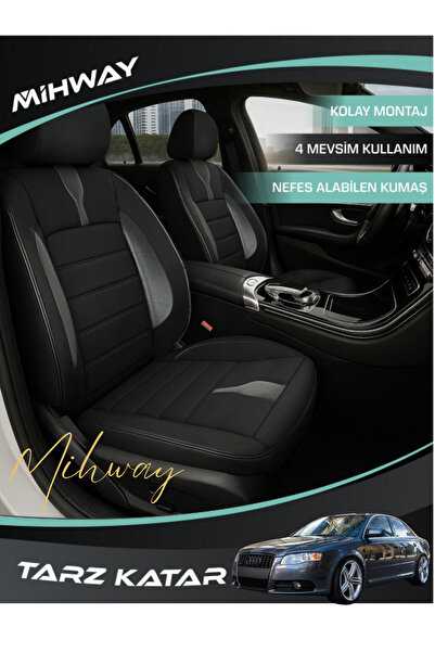Mihway غطاء مقعد سيارة أودي A4 من سلسلة BETELGEUSE باللون الأسود، مجموعة كاملة