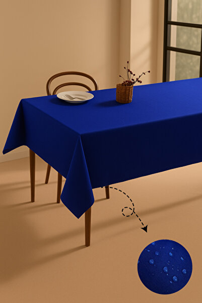 Soft Kare مفرش طاولة من الكتان المقاوم للسوائل باللون الأزرق الداكن من بنما