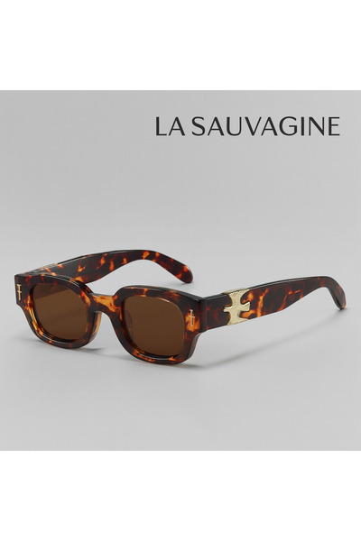 La sauvagine Prestige Series – Oval Leopard Sunglasses with Gold Detail