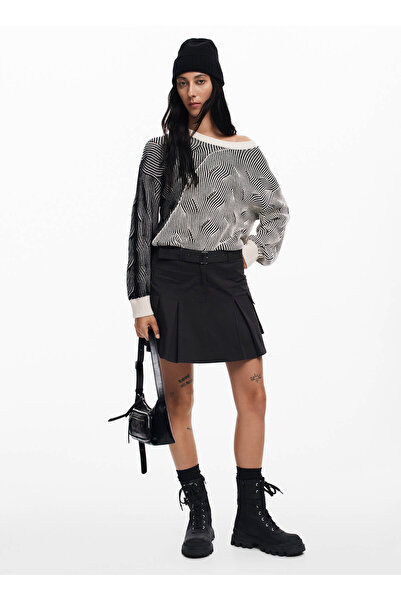 Desigual Yuvarlak Yaka Standart Desenli Beyaz Kazak Kadın 24WWJF10