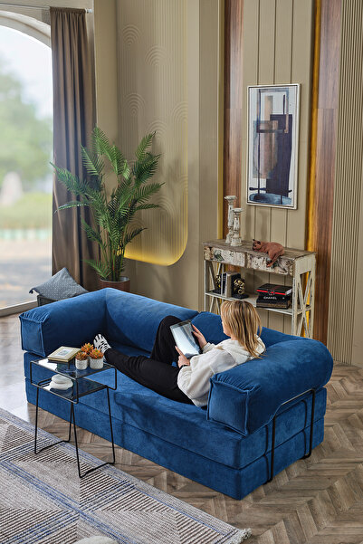 Dekoport Relax Sofa Kanepe, Fitilli Kadife, Yıkanabilir, Pratik Yer Yatağı, U...
