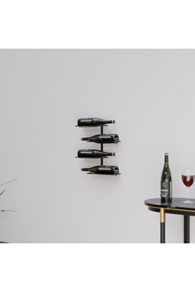 RackAndCork Metal Şarap Rafı | 4 Şişe Kapasiteli | Duvar Şaraplık | Modern Şa...