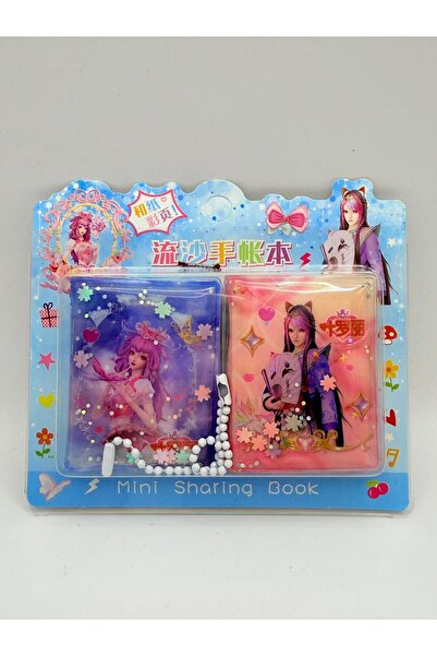 KATREMİA 2 X 24 Pages Water Glitter Cover Cute Girl Sticker Notebook 6X3 cm