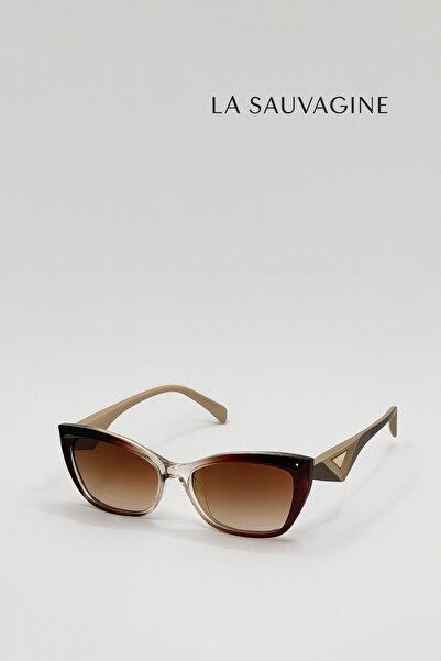 La sauvagine Vintage Cat Eye Brown Gradient Glass Women's Sunglasses