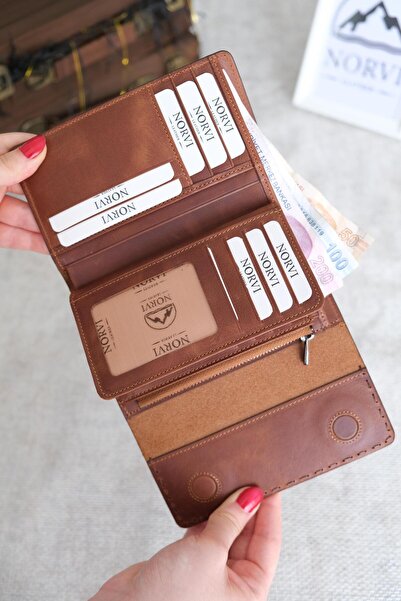 Norvi Leather محفظة نسائية من الجلد الطبيعي متعددة الأقسام من ساراسيي، لون أس...