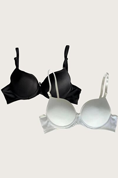 CHI'LA Collection White-Black 2-Piece Micro Fabric Hollow Underwire Daily Non...