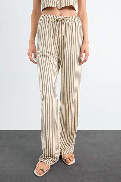 DeFacto Fitted Çizgili Üç Cepli Uzun Pantolon F9009AX25SM